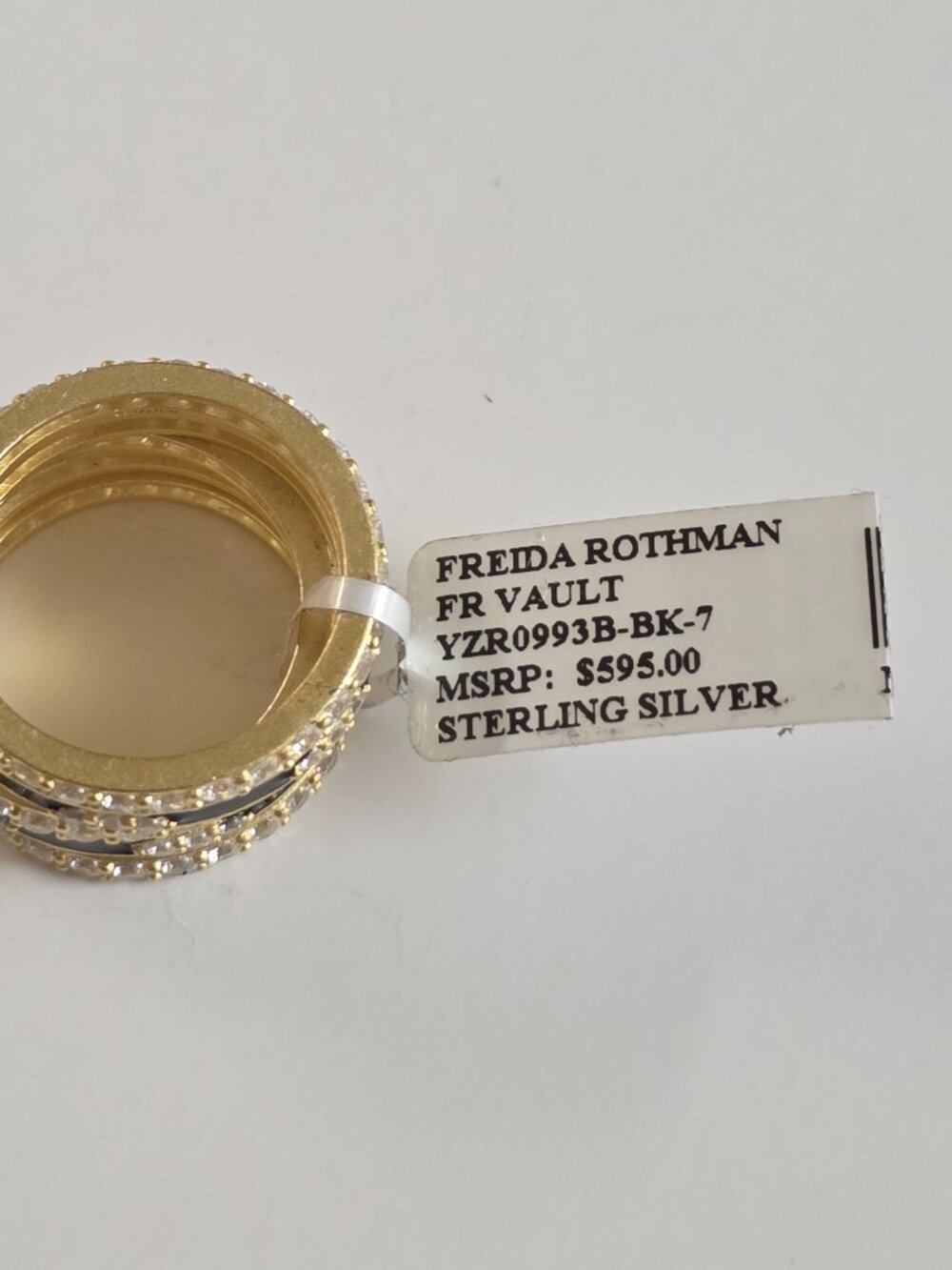 Freida Rothman Gold Plated Two Tone 5-Stack Ring - Picture 8 of 12